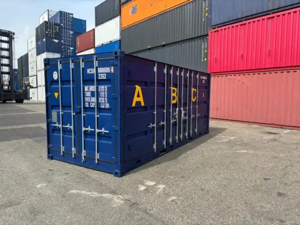 20OD200120RAL5013 20 Fuss Container mit offener Seite und Auffangwanne