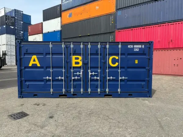 20OD200520RAL5013 20 Fuss Container mit offener Seite und Auffangwanne